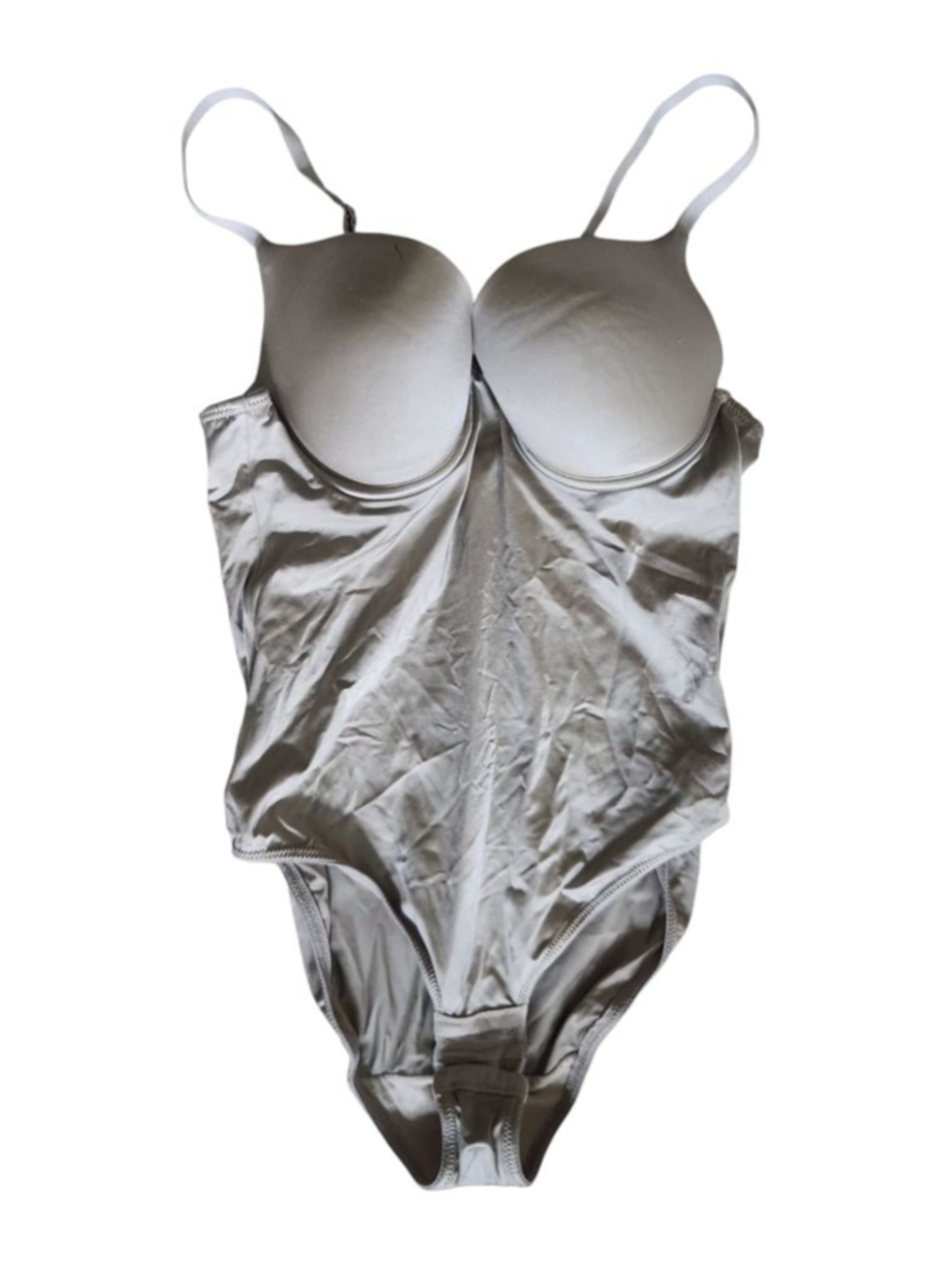 Women's FLEXEES Beige Shapewear Padded Adjustable Strap Bodysuit 36B NWOT